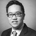 Black and white portrait of David Wang